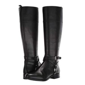 New! Michael Michael Kors Womens Preston Leather Riding Boots Black. NEW.